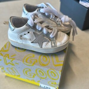 Golden Goose Bay Star Crib Shoe White Silver and Ice Color